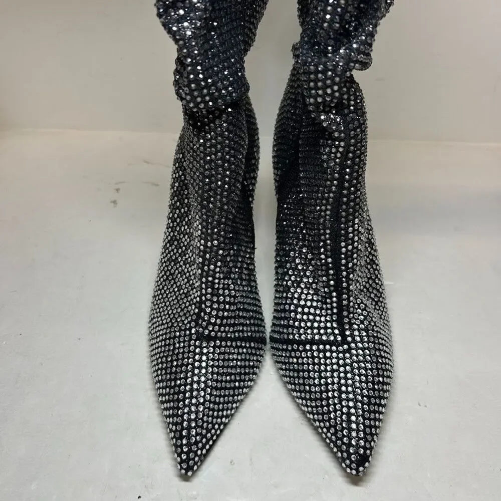 Thalia Sodi Womens 7.5 M Black Ombre Rhinestone Raquell Boots DISPLAY QI7